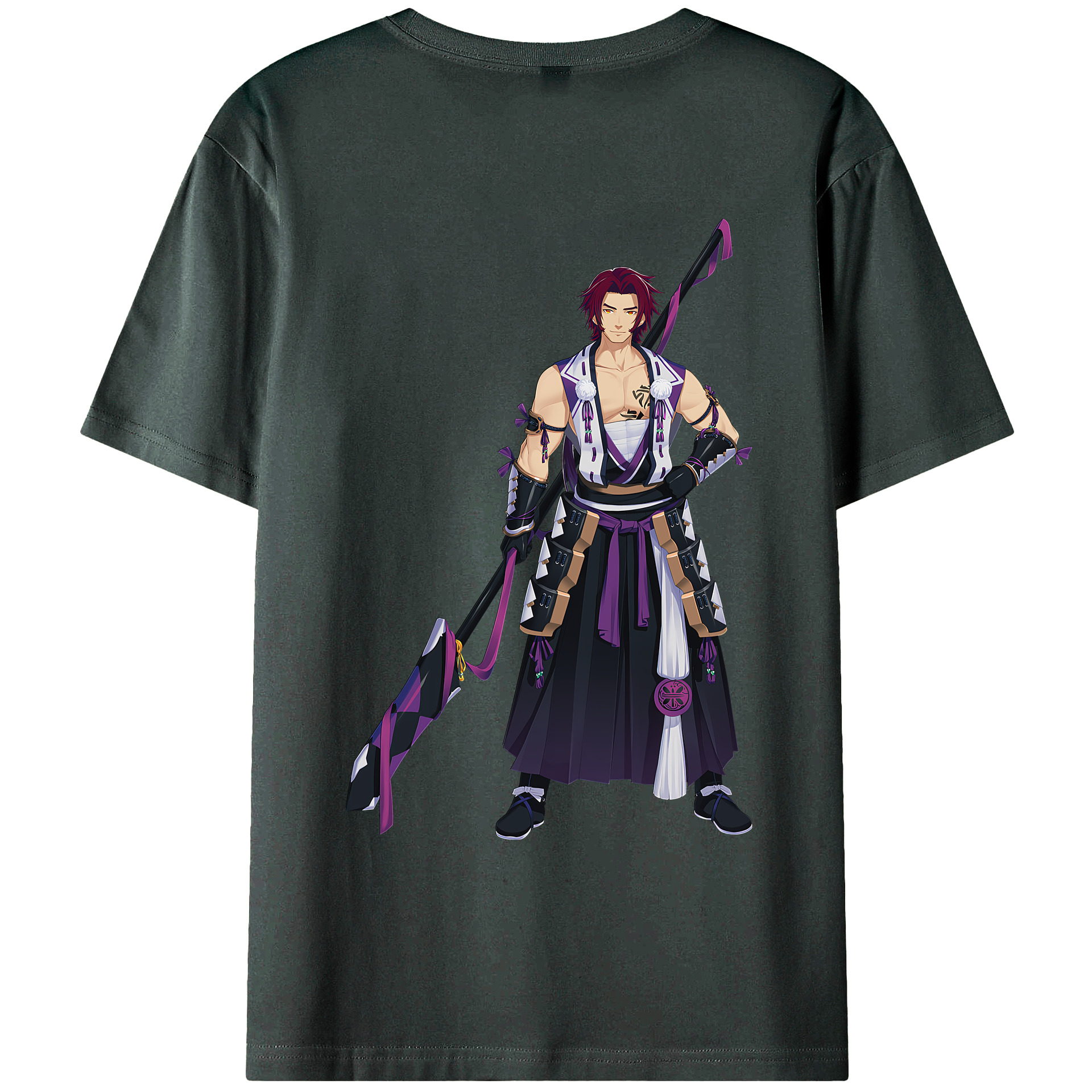 （画像用） 刀剣乱舞 Touken Ranbu 綿100％ メンズ半袖Tシャツ（バックプリント） 通気性